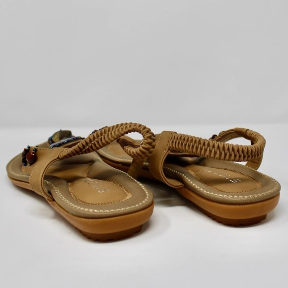 *NEW* Siketu Beige Beaded T Strap Sandal Women’s Size 9.5 in Beige - Picture 3 of 7